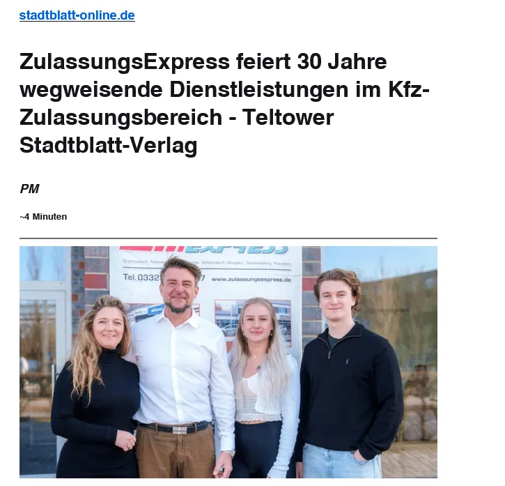 Team feiert 30 Jahre Kfz-Service